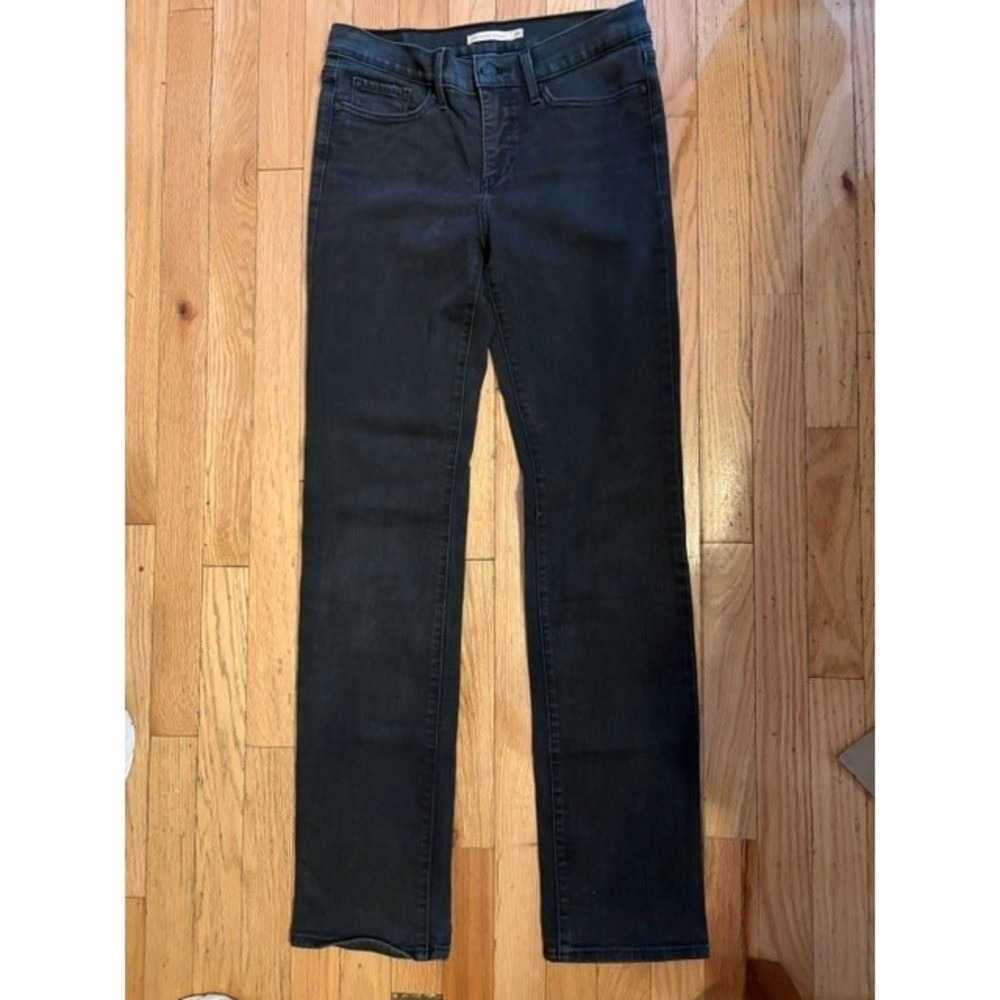 Levis 314 Shaping Straight Jeans Womens 28 Faded Black Denim Mid Rise T56-18